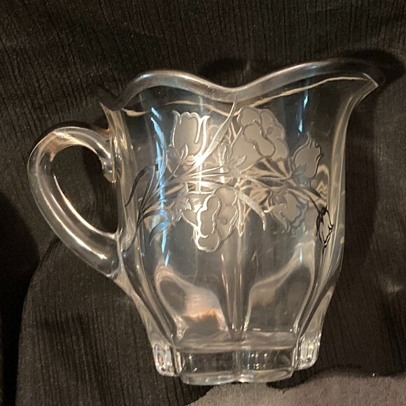 VTG 1939 Duncan Miller Canterbury Art Deco Creamer-Etched Silver & White Overlay - Picture 7 of 10